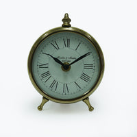Brass/Alum/Steel Table Clock 4" Sb/Nkl Finish