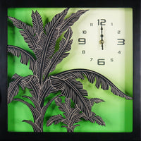Wall Leaf Clock W/ Acrylic On Glass