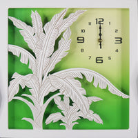 Wall Leaf Clock W/ Acrylic On Glass