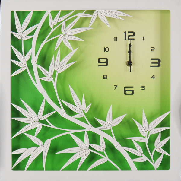 Wall Leaves Clock W/ Acrylic On Glass