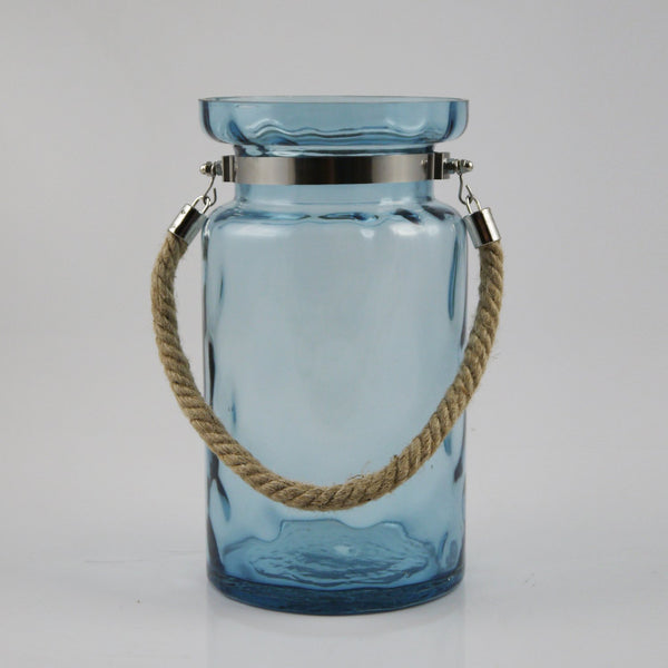 Amanda W/ Rope Handle Glass Vase (Blue)