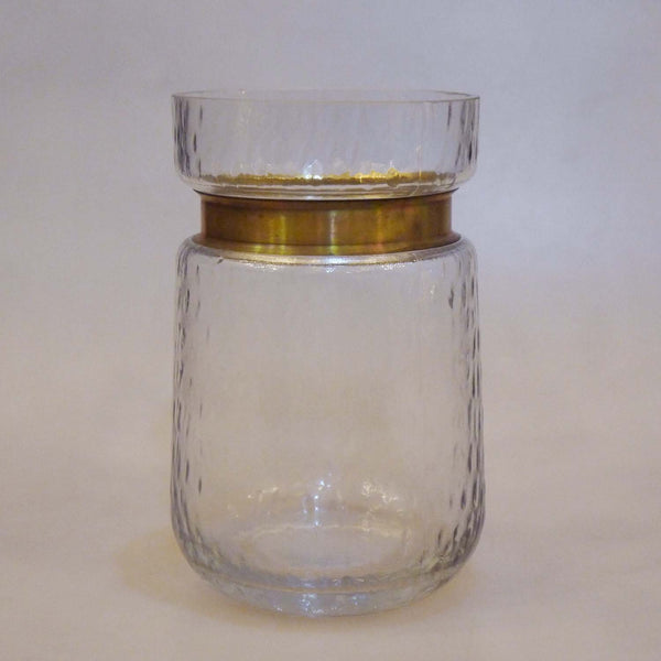 Jar Glass Vase W/ Golden Neck
