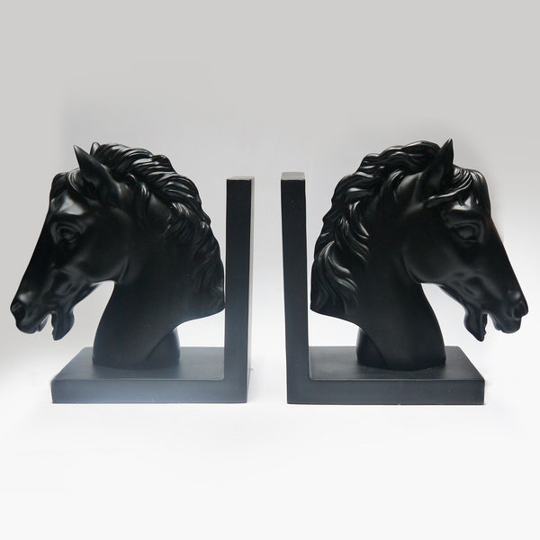 Resin-Bookends-Horse(Setof2)-Black