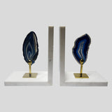 Agate With Marble & Copper  Bookends